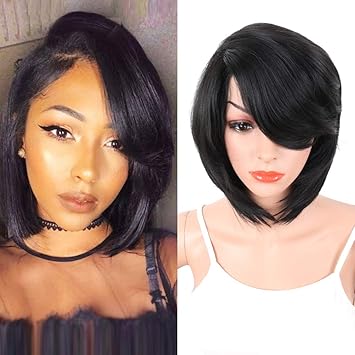 Amazon Com Krsi Short Pixie Cut Straight Bob Synthetic Wigs For