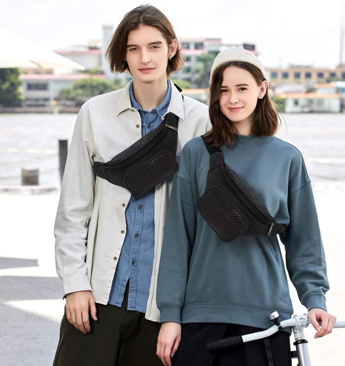FANDARE Vintage Sling Chest Bag Canvas Waist Pack Shoulder Crossbody Backpack for Men Women Lightweight Casual Daypacks for Teens School Campus Outdoor Travel Hiking Running Indoor Activities Black - Image 3