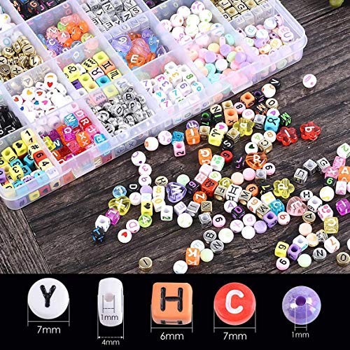 image for Farielyn-X 1200PCS Letter Beads 24 Types Acrylic Letter Beads with 2 R