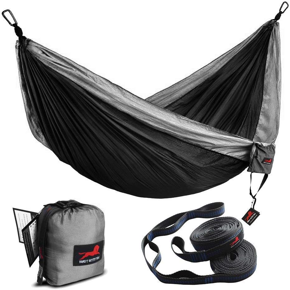 Best double outdoor parachute nylon hammock with mosquito net, red