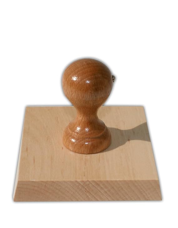 Holzstempel mit individueller Stempelplatte, quadratisch, 100 x 100 mm, für Adressen, Logos oder Texte – Textstempel, Firmens