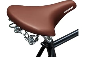 ROCKBROS Bike Seat for Men Women Wide Comfort Bike Seat Cushion Waterproof Soft Vintage Brown Bicycle Saddle Compatible with 