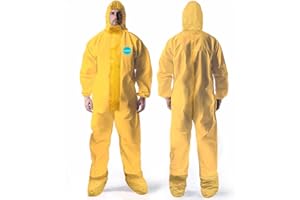 ANDES SAFETY Andes Chemical Protection Coveralls, Hazmat Suits, Sealed Seam Chemical Protection Suits with Attached Boots and Hood
