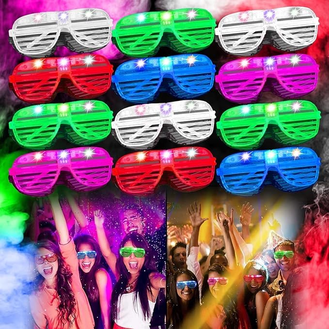EXPECTRO SPECTRE 2Pcs LED Glasses, Neon Light Up Glasses, Festival Accessories, Shutter Shades, Flashing Rave Glasses, Glow In The Dark Party Glasses for Adults (Blue Pink)