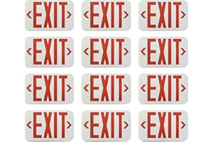 Ciata 12 Pack Led Emergency Exit Sign with Battery Backup - Emergency Fire Exit Lights, Light up Exit Sign, Lighted Exit Signs, Exit Signs for Business, Neon Exit Light, Single and Double-Sided, Red