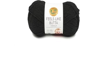 Lion Brand Yarn Feels Like Butta Yarn, Velvety-Soft Yarn for Crocheting and Knitting, 1 Pack, Black