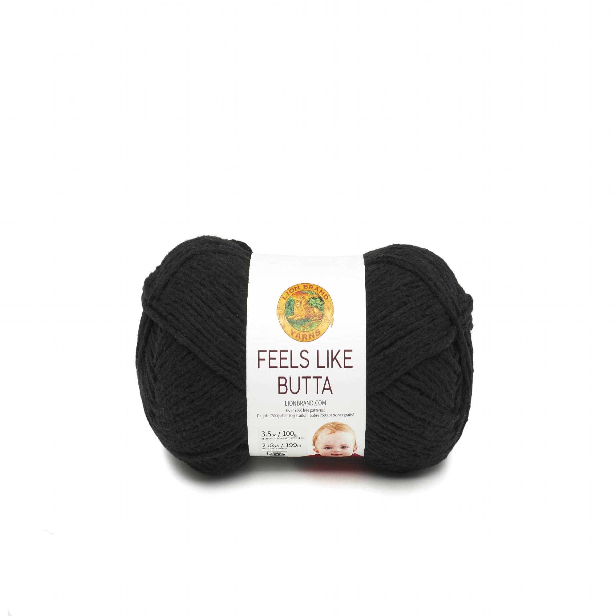 Lion Brand Yarn Feels Like Butta, Soft, Worsted Weight Yarn for Knitting, Crochet, and Crafts, Black, 1 Pack