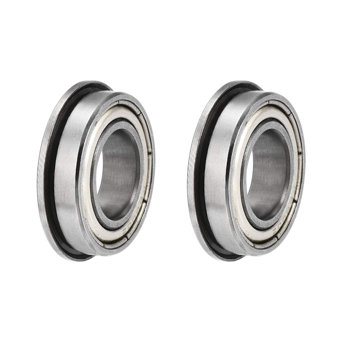 sourcing map F6800zz Flanged Ball Bearing 10x19x5mm Double Shielded ABEC-3 Chrome Steel Bearings 2pcs