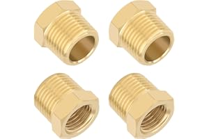KOOTANS 4pcs Heavy Duty 3/8 NPT Male Thread to 1/4 NPT Female Thread Brass Reducer Hex Bushing Brass Fitting Pipe Hose Tube A