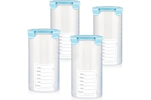 SUCLAIN 4 Pcs Plastic Paint Containers with Lids 50 oz Paint Storage Containers for Leftover Paint Cups with Lids Airtight Paint Holder Empty Paint Can, 1500ml