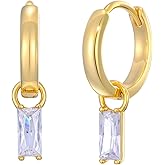 Soumimi 14K Gold-plated Dangle Hoop Earrings Crystal Dangle Drop Earrings Hypoallergenic Lightweight Earring Jewelry Gift for Women