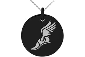 Tioneer Stainless Steel Hermes Greek Messenger of Gods Symbol Small Medallion Circle Charm Pendant Necklace