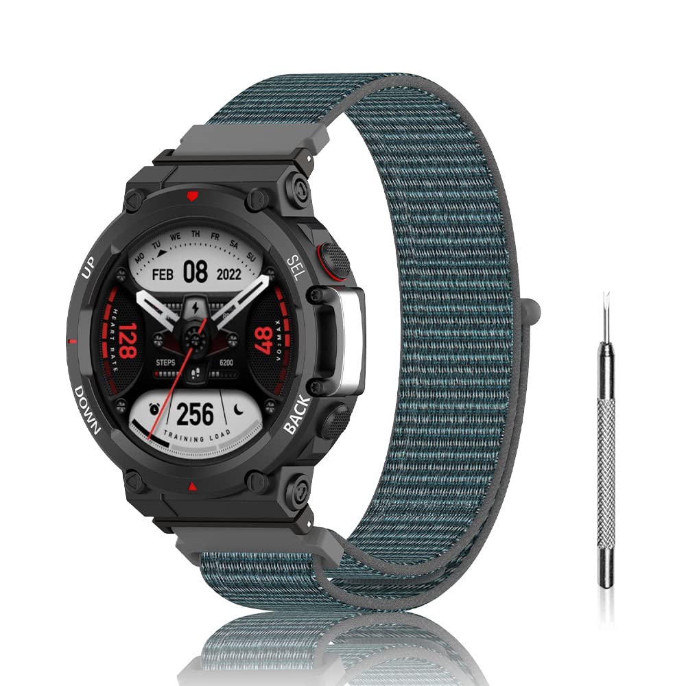 Niboow Strap Compatible with Amazfit T-Rex 2, Men Women Children Nylon Soft Lightweight Breathable Watch Band Compatible with Amazfit T-Rex 2 - Grau