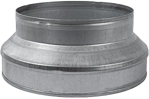 ECOPRO VENT 10" to 8" Inch Galvanized Steel Round Duct Reducer - Pipe Fitting Increaser Reducer - Drain, Waste and Vent Conduit Transition Adapter - Metal Tube Reducing Coupling