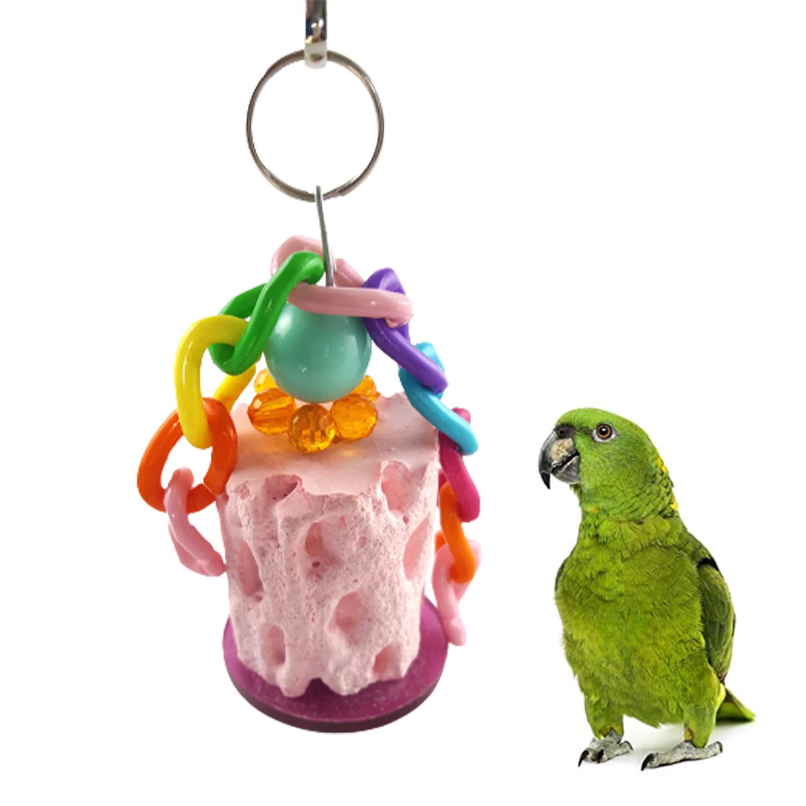 PengLAI Parrot Chew Toy, Bird Beak Grinding Stone, Colorful Bird Chew Toy for Budgies, Parakeet, Cockatiel, Conure, Hamster (Random Color)