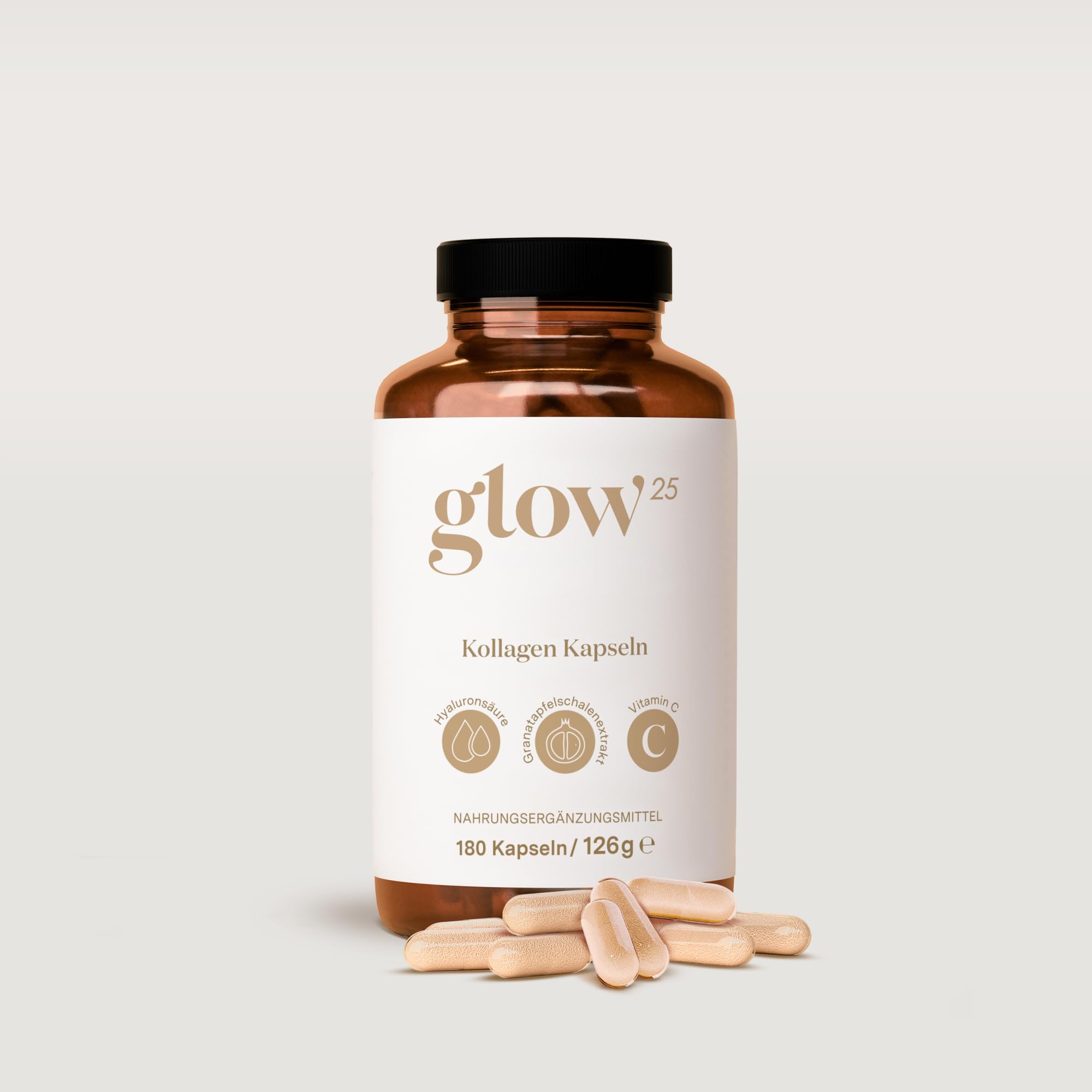 Glow25® Kollagen Kapseln hochdosiert [180 Kapseln] mit Hyaluronsäure und Vitamin C | Premium Collagen Complex | Laborgeprüft 9