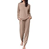 Ekouaer Soft Pajama Set Women Pullover Long Sleeve lounge Sets Jogger Pants Loungewear Sleepwear Sets with Pockets