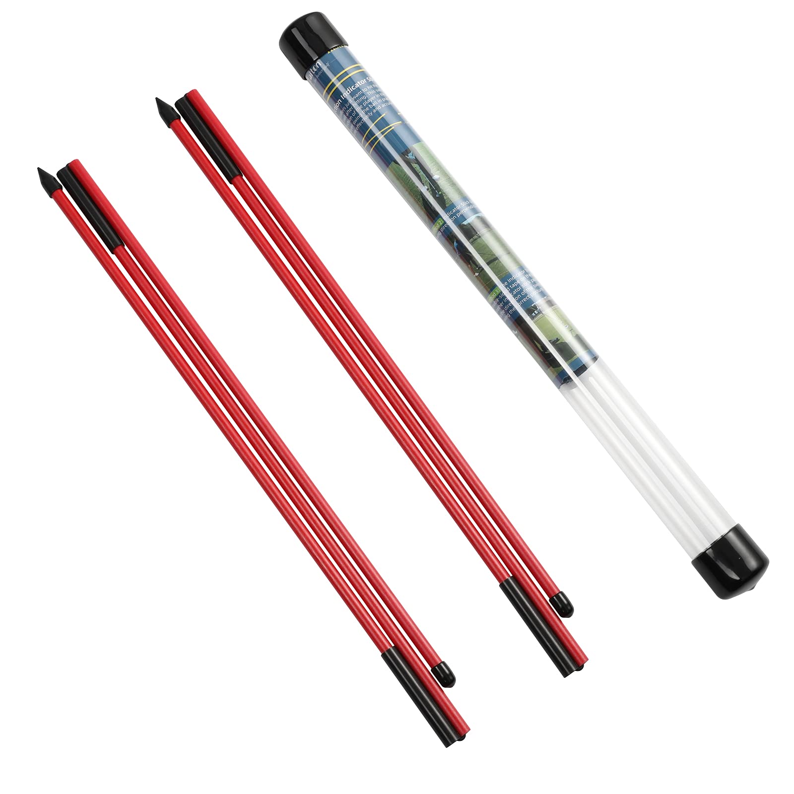 Rhino Valley Golf Alignment Sticks - 2 Pack Collapsible Practice Rods for Aiming, Putting, Full Swing Trainer, Posture Corrector with Clear Tube Case, Portable Golf Training Equipment, Red