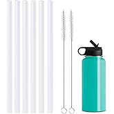 LUCKINEE Replacement Straws for Hydro Flask Wide Mouth 16-64 oz, 6 Pack Plastic Reusable Straws with 2 Straw Cleaner Brushes for Hydro Flask Accessories