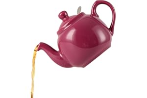 London Pottery 72204 Farmhouse Small Teapot with Infuser, Ceramic, Pink, 2 Cup (600 ml)