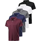 Orrstarry 5 Pack Polo Shirts for Men Dry Fit Short Sleeve Golf T-Shirt Moisture Wicking Collared Casual Work Tops