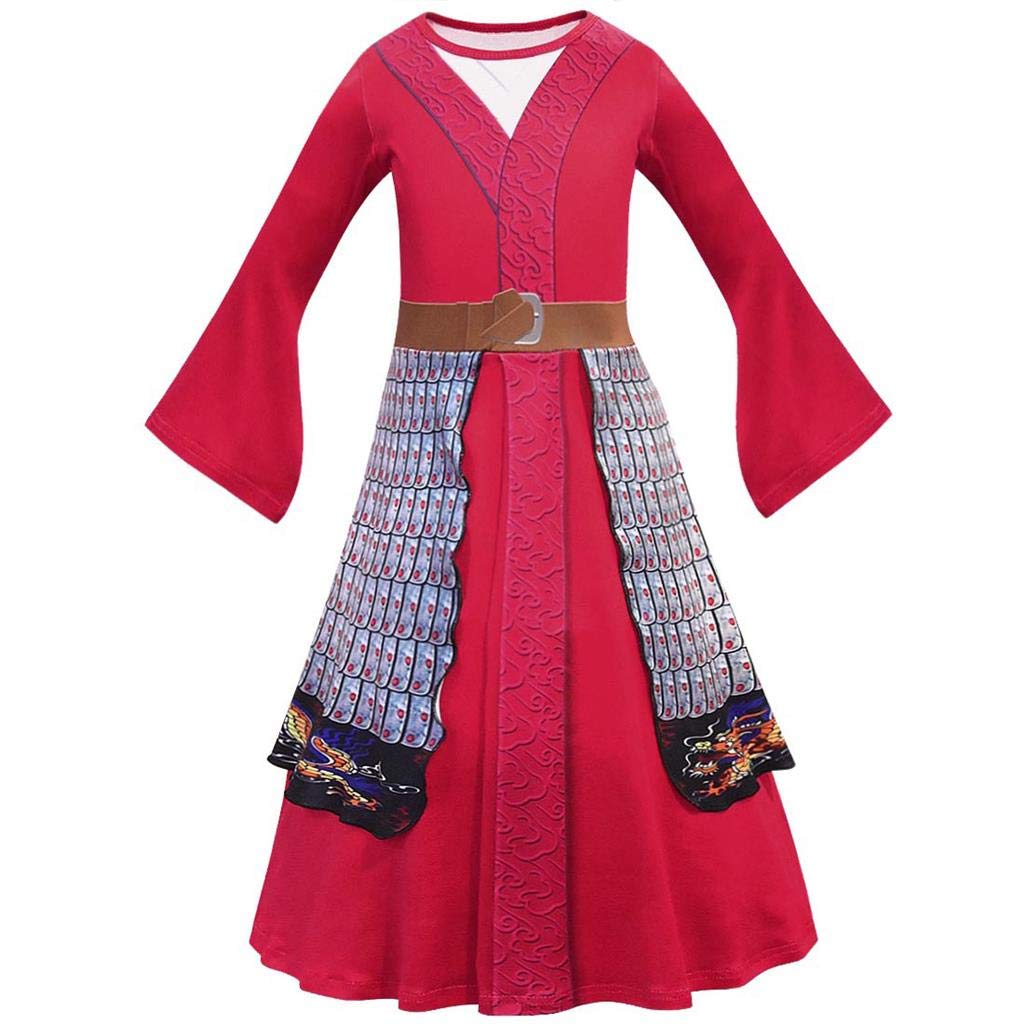 Lito Angels Girls Princess Mulan Costume Fancy Dresses Up Chinese Heroine Outfit 5-6 Years Red 277
