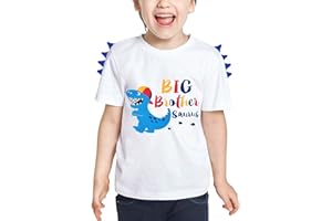 WAWSAM Dinosaur Big Brother Shirt Promoted to Big Brother T-Shirt Sibling Outfits for Toddler Boys