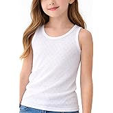 DIKMEN Girls White 100% Cotton Tank Top, 3 Pack, for Ages 7–12, Soft, Breathable, Perfect Length for Layering & Undershirts