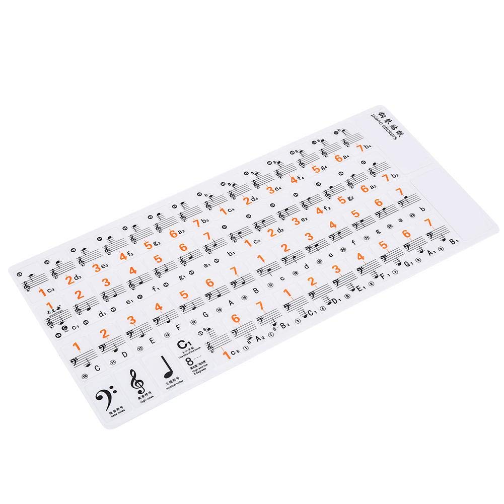 Piano Stickers for 61/88 Key Keyboards Removable and Transparent Complete Notes with Numbers