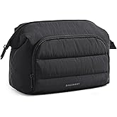 BAGSMART Travel Makeup Bag, Cosmetic Bag Small Make Up Organizer Case,Wide-open Pouch for Women Purse for Toiletries Accessories Brushes,Large Beige