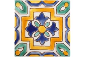 Casablanca Market MT013 Mediterranean Ceramic Suez Decorative Tile, Blue/Green