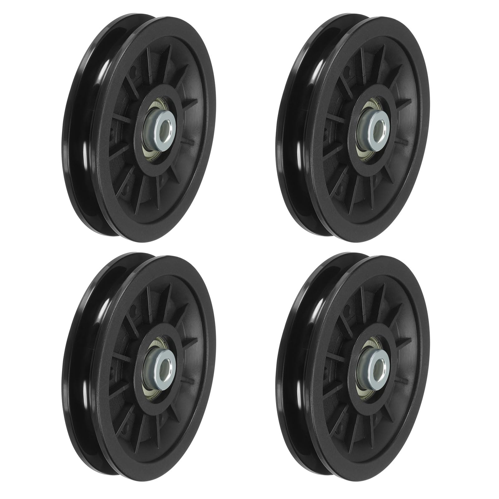 PATIKIL Universal Bearing Pulley Wheel 110mm/4.3", 4 Pack Nylon Bearing Pulley Wheel Lifting Bearing Wheel Replace for Gym Equipment Part Cable Machine