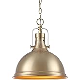 Kira Home Belle 14" Modern Industrial Pendant Light, Adjustable Hanging Height, Cool Brass Finish