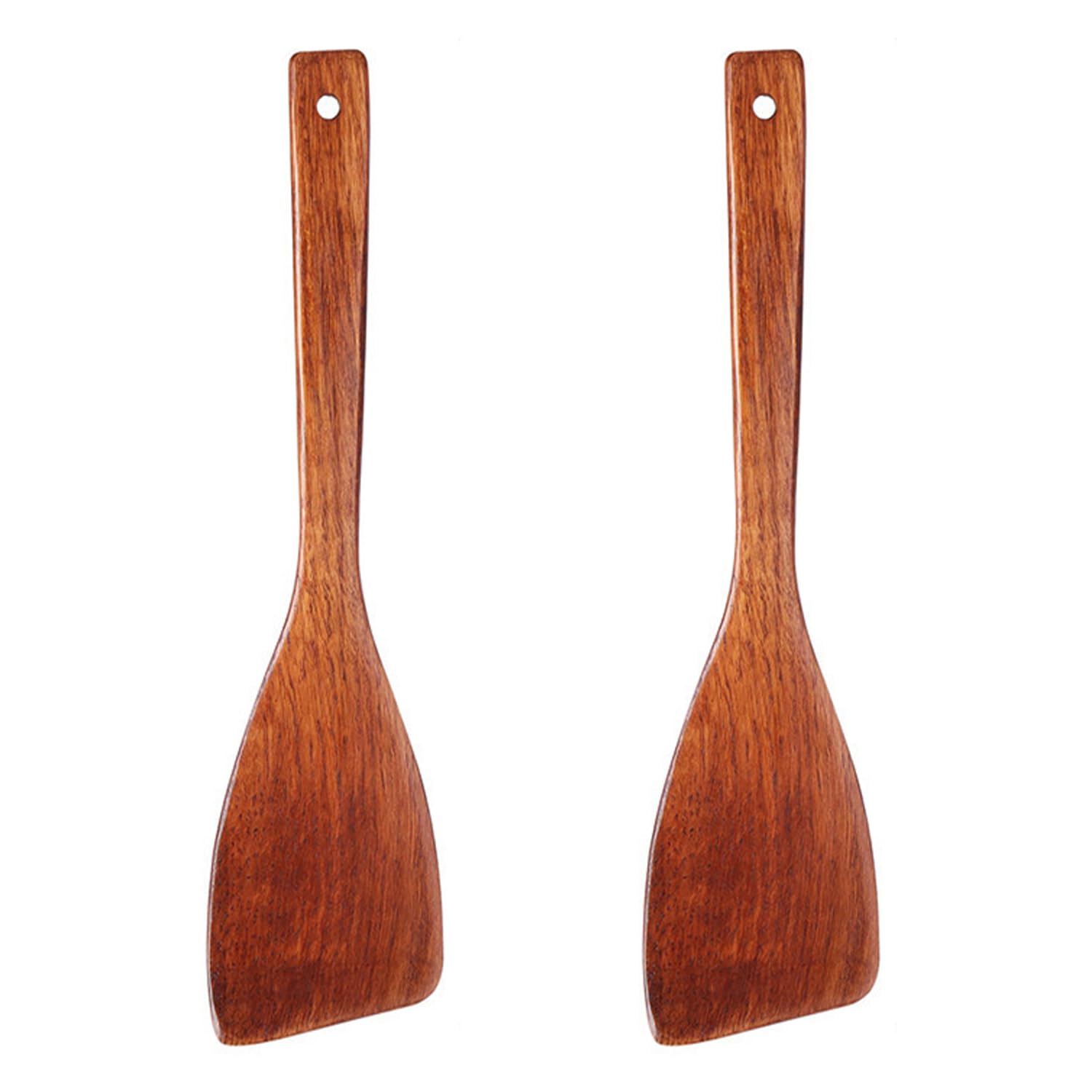 2-Piece Long Handle Non-Stick Heat-Resistant Wooden Cooking Spatula Set
