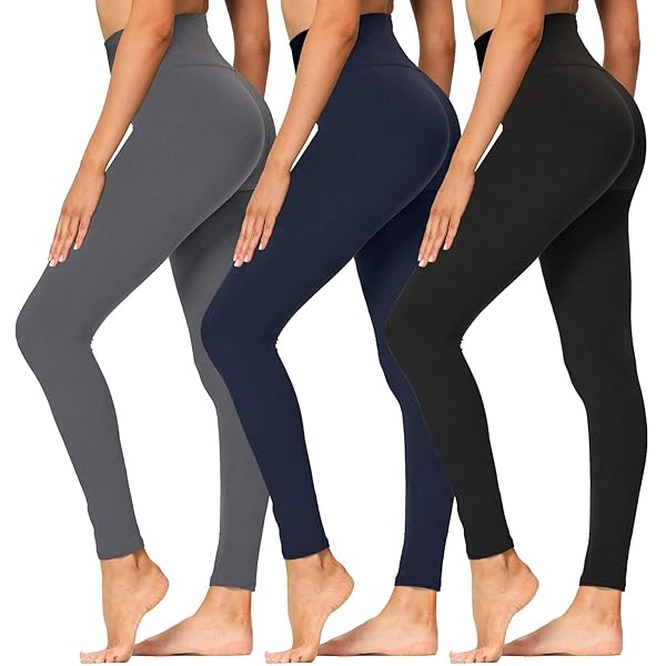 SHOWITTY Women's High Waisted Tummy Control 3 Pack Leggings With - View #10