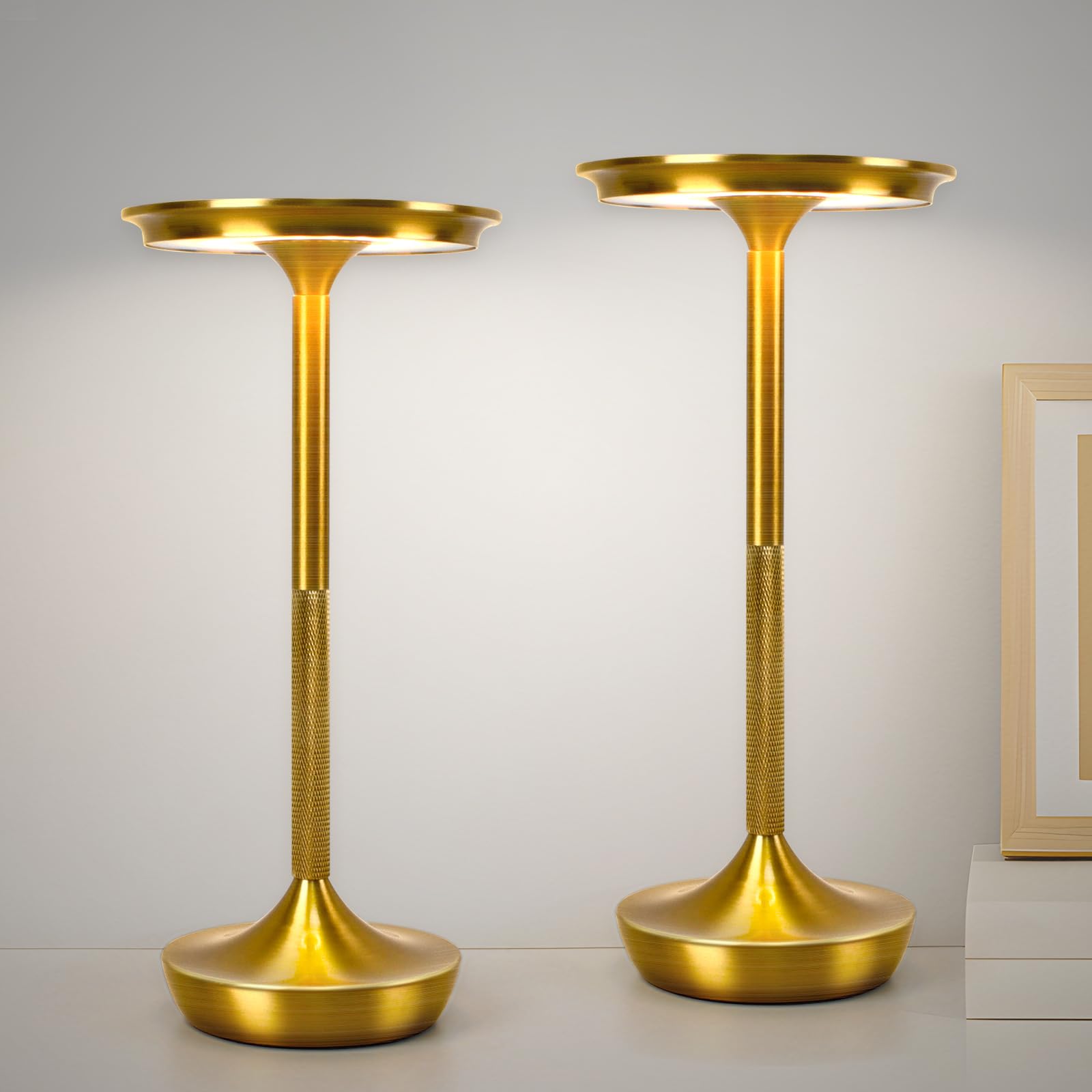 Photo 1 of (used)(minor damage) nkorka 2 Pack Small Cordless Table Lamp Rechargeable, 5000mAh Battery Operated Portable LED Table Light