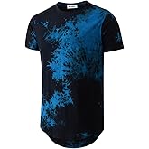 KLIEGOU Mens Hip Hop Tie-Dyed Hipster Curve Hem T Shirt
