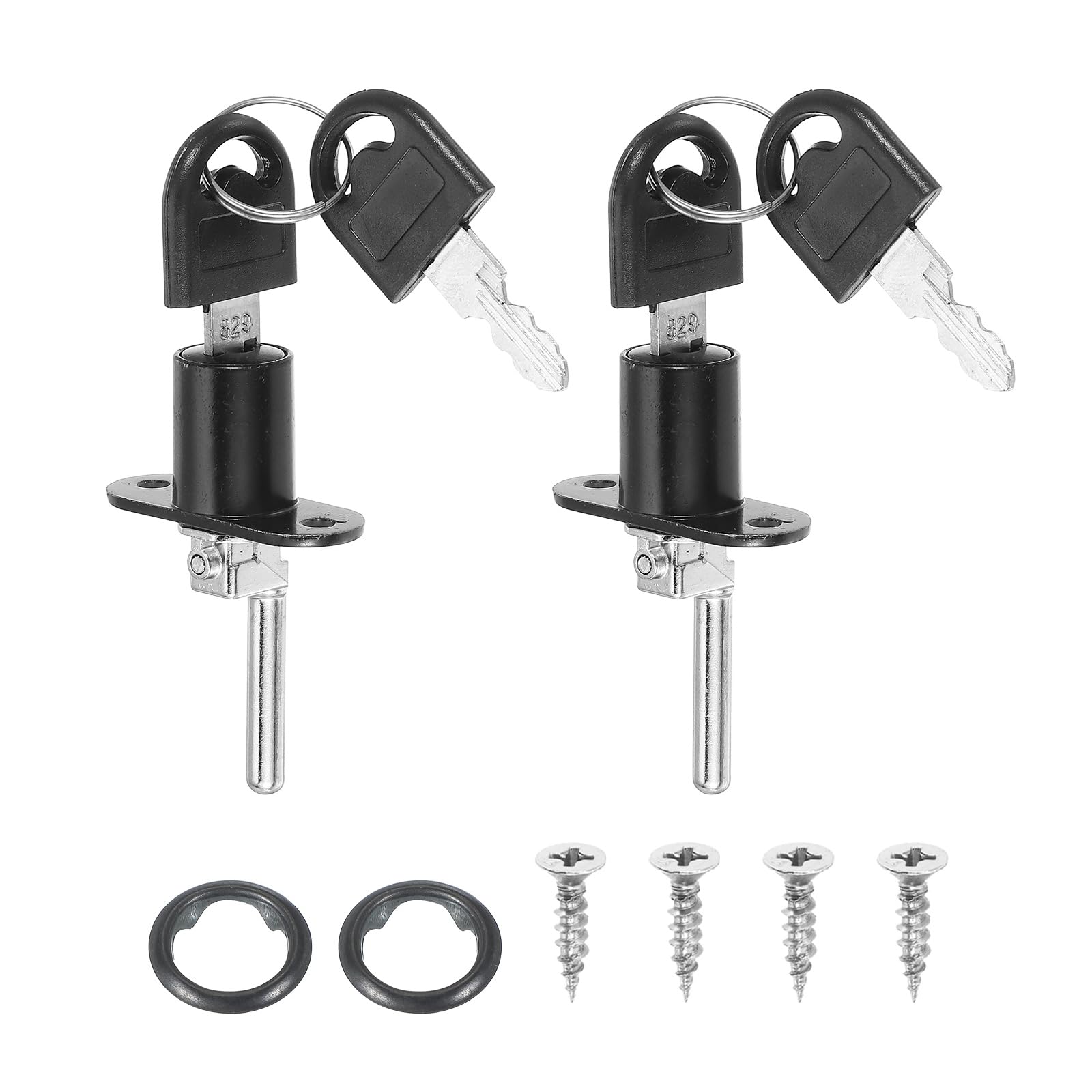 PATIKIL 2Pcs Drawer Lock with Keys, 16mm(5/8") File Cabinet Lock Keyed Different Alloy Lock Cylinder Desk Locks for Office Wardrobe Locker Showcase, Black