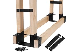 Permade Firewood Rack Brackets Kit Outdoor | Log Holders for Firewood Storage Rust Proof, Adjustable Heavy Duty Fireplace Wood Holder with Screws for Fire Pit Area, Patio, Yard- 1 Pair