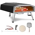 VEVOR Gas Outdoor Pizza Oven, 16-inch Propane Pizza Ovens with Auto Rotatable Stone, Large Portable Pizza Maker for Outside BackYard Camp, Waterproof Bag, Peel, IR Thermometer, CSA Certified, Black