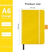 Lefute A6 Notebooks Pocket Journal Hardback 200 Pages PU Leather Yellow view 2