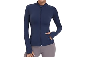 JoyGirl Women's Workout Jacket Full Zip Running Jacket with Thumb Holes Slim-Fit Yoga Athletic Gym Jackets with Pockets