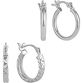 LeCalla 2-3 Pairs 925 Sterling Silver Earrings Set for Women | Sets for Multiple Piercing Huggie Hoop Earrings | CZ Classic Click-Top Endless Chunky Open Hoop Earrings Set Jewelry Gifts for Women Teen