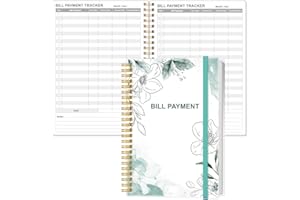 HEVEBOIK Bill Payment Tracker Notebook - Monthly Bill Organizer & Planner for Personal Budgeting Financial, Payments Checklist Organizer, 5.8" x 8.5", Teal Floral