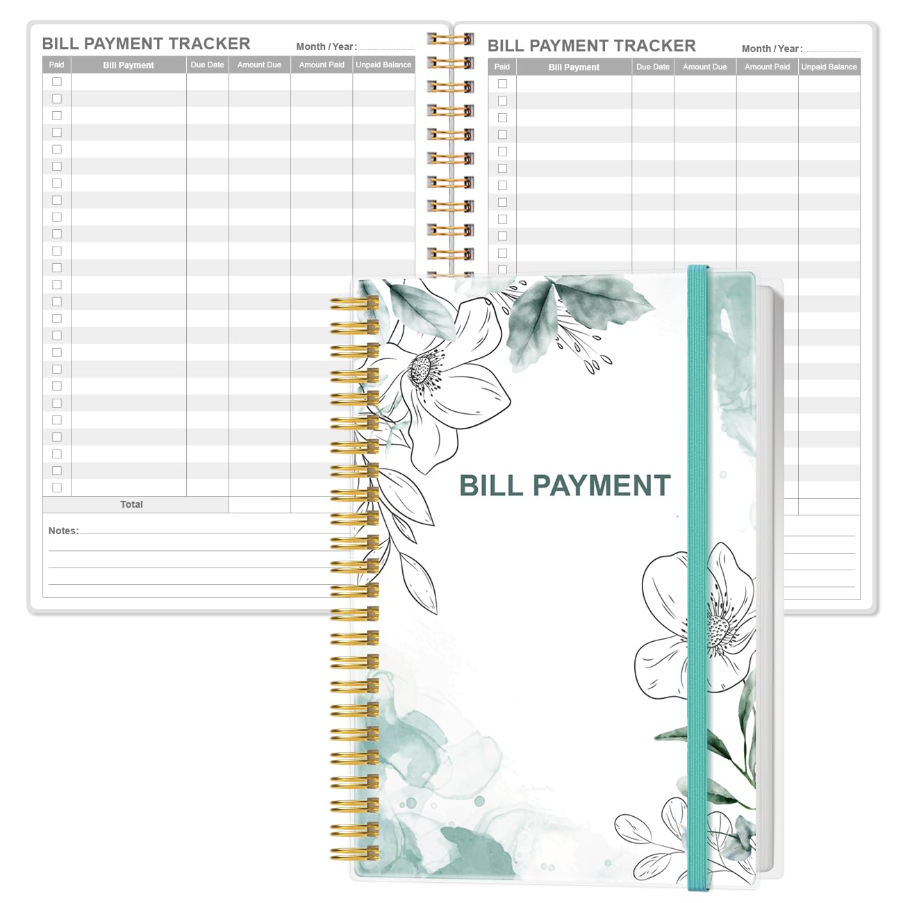 Bill Payment Tracker Notebook - Monthly Bill Organizer & Planner for Personal Budgeting Financial, Payments Checklist Organizer, 5.8" x 8.5", Teal