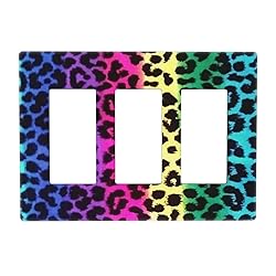 Rainbow Colorful Leopard 3 Gang Triple Rocker/Decor
