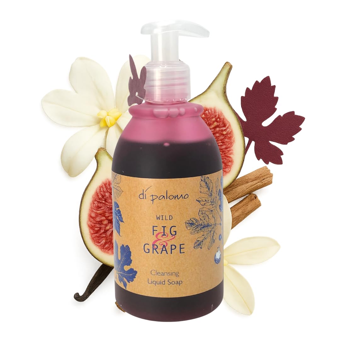 Di Palomo Vegan Wild Fig & Grape Liquid Soap 240ml - Luxury Hand Wash Italian Hand Soap Dispenser Skin Body Care Antibacterial Handwash Gifts for Women Hand Wash Gift Present
