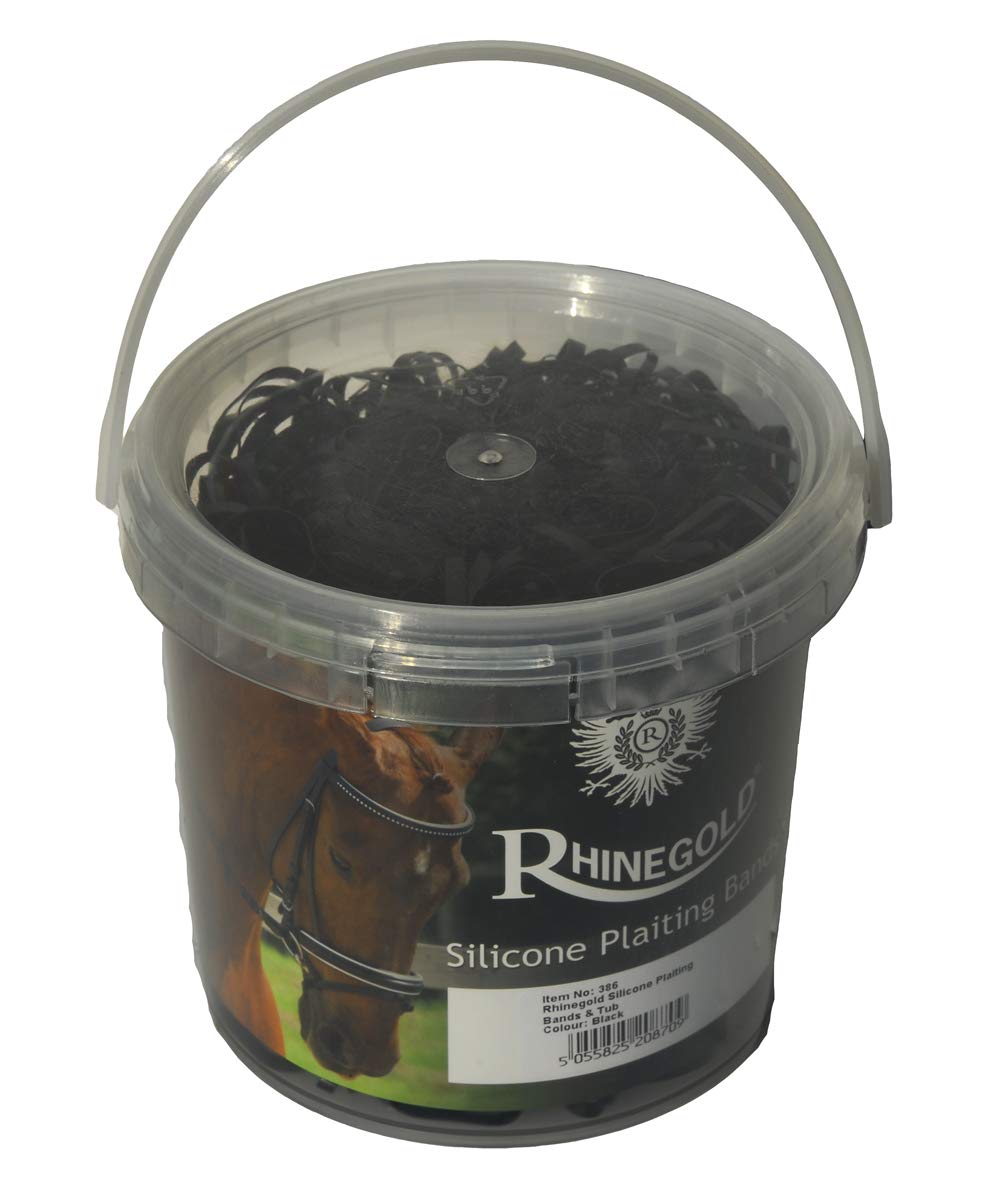 Rhinegold Silicone Plaiting Bands & Tub - Black,One Size