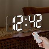 mooas 3D Pure Slim M LED Clock, 11.8" Multi-Function LED Digital Clock | Remote Control, Calendar/Alarm/Temperature Modes, 4-Level Brightness Adjustment, Smart Auto-Change Mode, Time memorizing