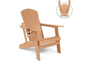 Mguio Folding Adirondack Chair, Fire Pit Chairs, Plastic Adirondack Chairs Weather Resistant with Cup Holder, Composite Adirondack Chairs, HDPE Adirondack Chairs Outdoor